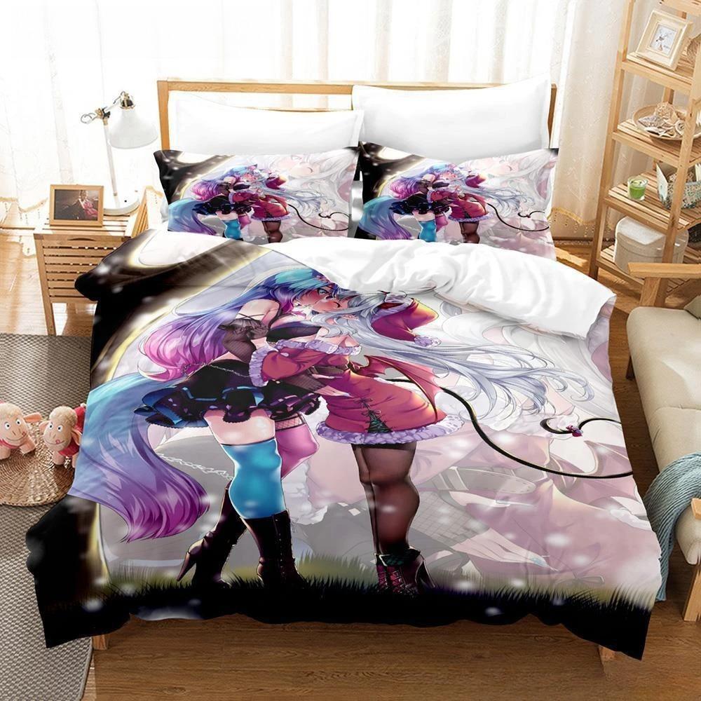 3D Anime Sexy Girls Silvervale VTuber Bedding Set Single Twin Full Queen King Size Bed Set Adult Kid Bedroom Duvet cover Sets