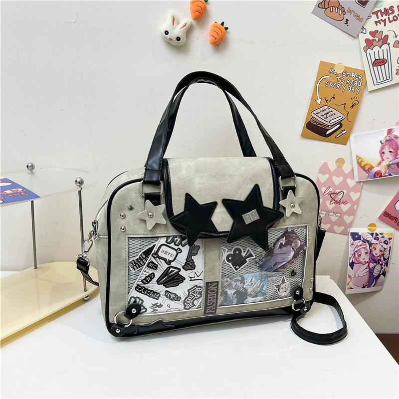 Y2K Star Itabag Lolita Transparent Pocket Crossbody Bag Women DIY Display Shoulder Handbag