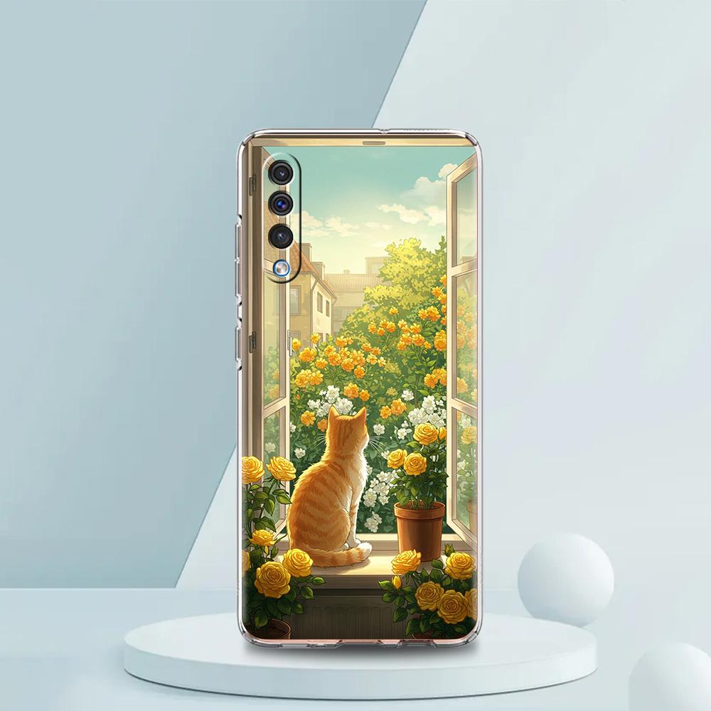 

Transparent Phone Case for Samsung Galaxy A16 A14 A12 A22 A24 A42 A02 A03S A06 A20 A30 A40 Soft TPU Cover Table Cat Pattern Bags for Samsung A06