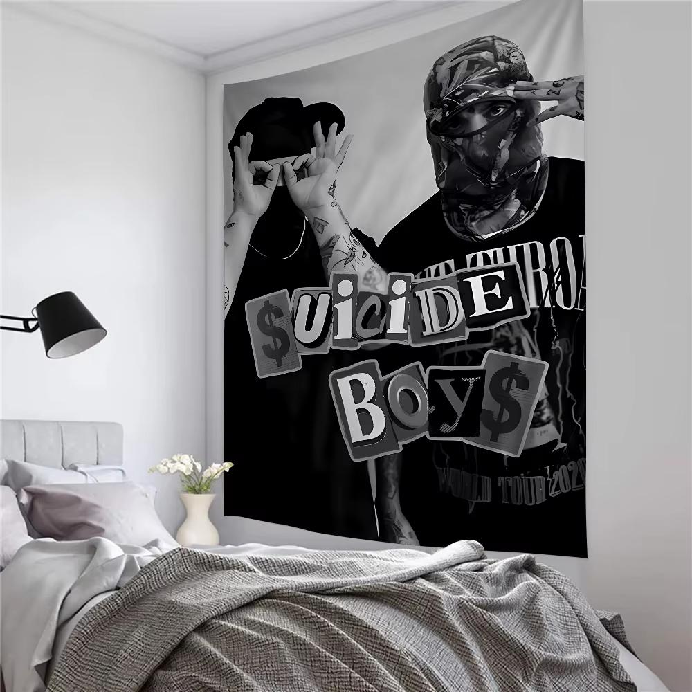 Singer S-Suicideboy Large Tapestry Art Science Fiction Room Home Decor Wall Hanging Home Decor Hippie Bohemian Wall Tapestry 100X70CM