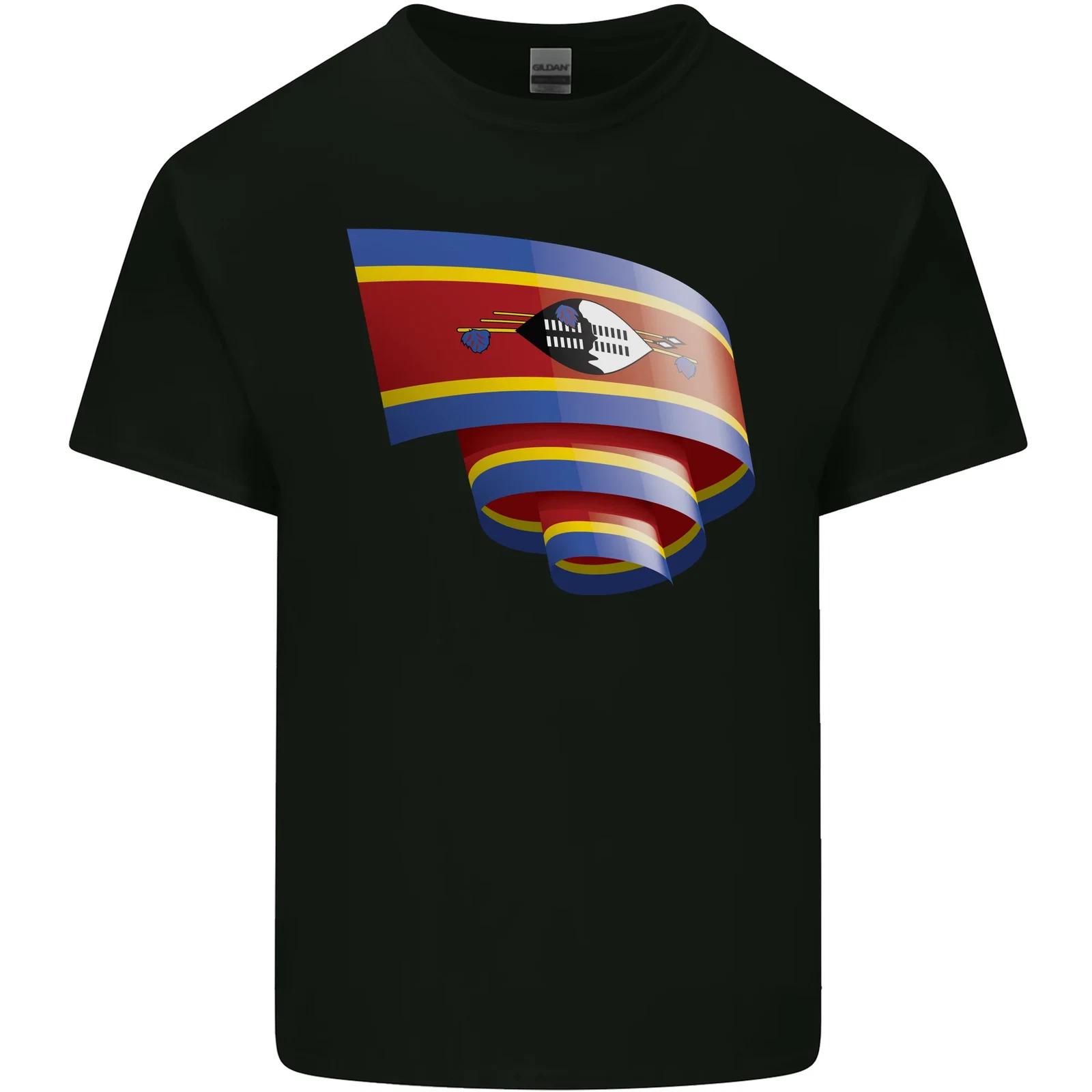 

Curled Swaziland Flag Swazi Day Football Kids T-Shirt Childrens 4XL