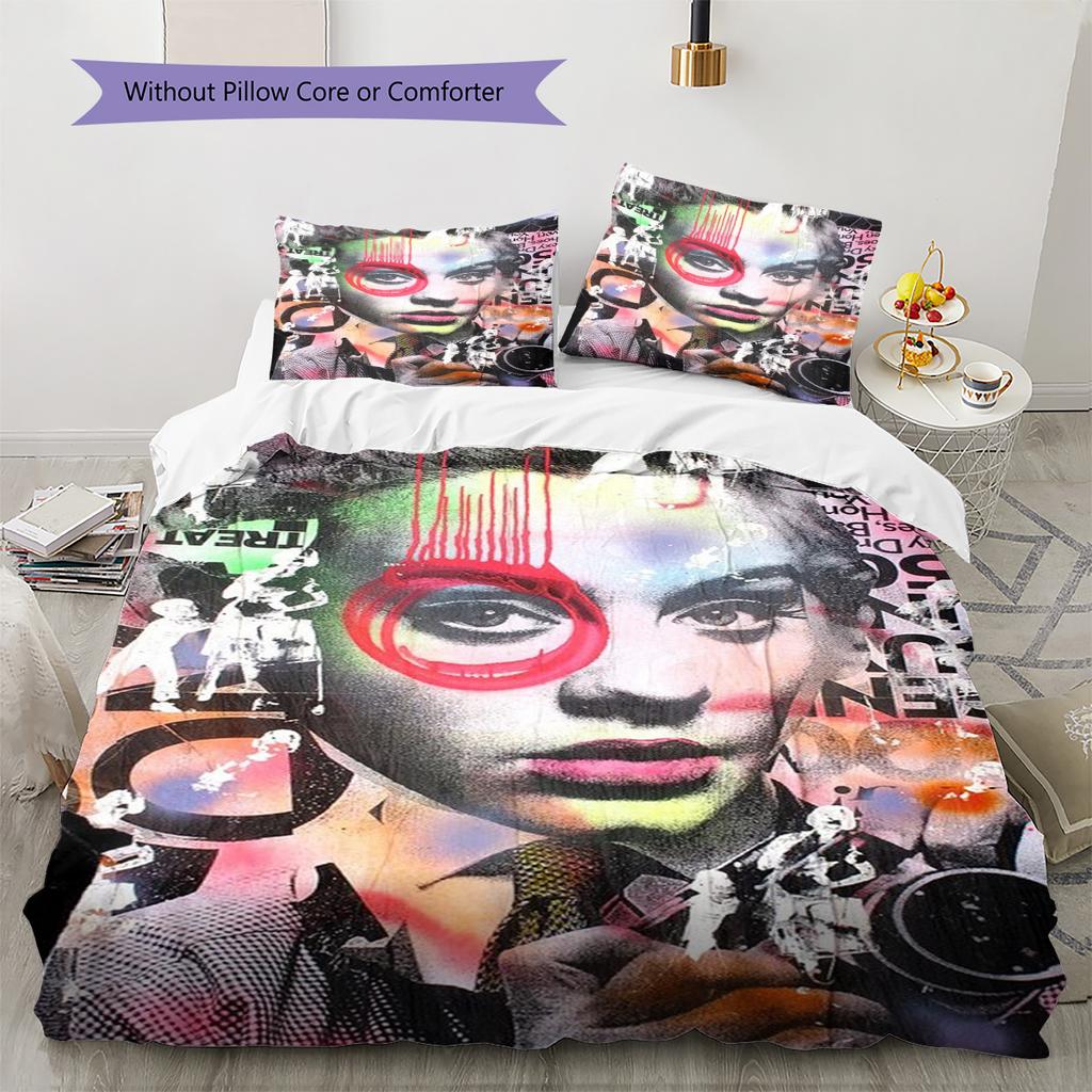 Adele Muster Bettwäscheset Bettbezug Kissenbezug Heimdeko Geschenk (1 Bettbezug + 2 Kissenbezüge, ohne Füllung)