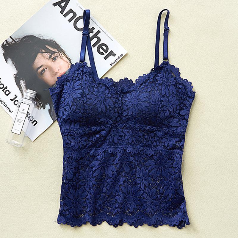 Lace Bra Tops Floral Lace Bralette Women Tanks Sexy Lingerie Non-wire Underwear Adjust Straps Camisoles Removable Pads Lingerie