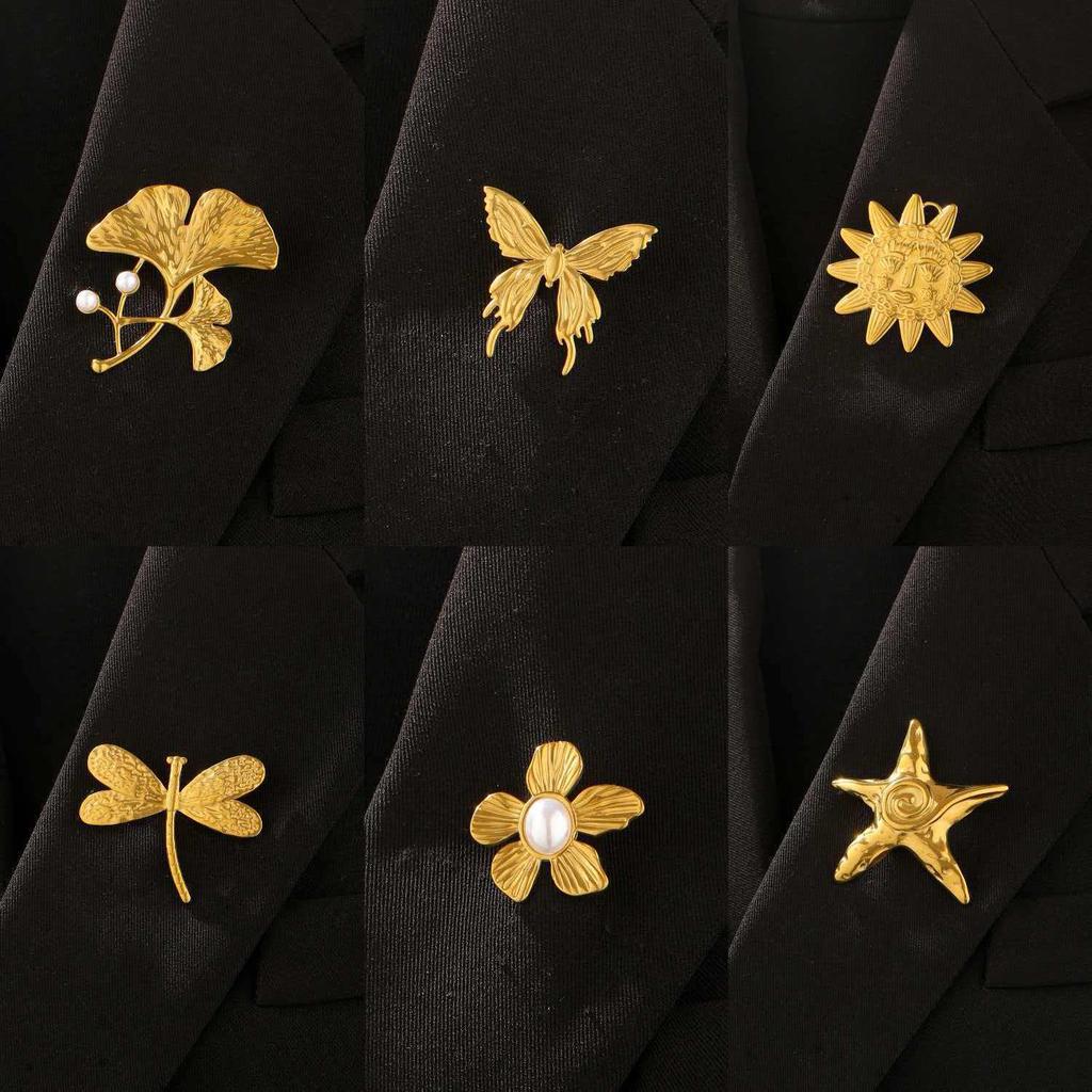 European & American Stainless Steel Luxury Brooch - Non-fading, Niche Design, Anti-exposure, Elegant Lapel Pin.