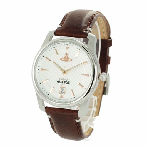 Vivienne Westwood HOLLBORN Orb Watch, VV185WHBR, Unisex Watch for Men and Women, White Dial, Brown Leather.