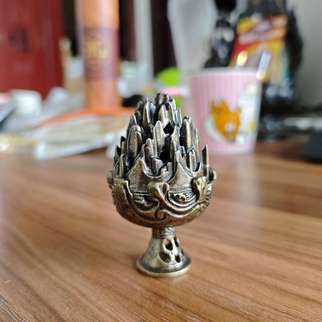 Boshan Mini Incense Burner, Portable Sandalwood Incense Holder, Tabletop Metal Ornament, Home Office Decor Collectible