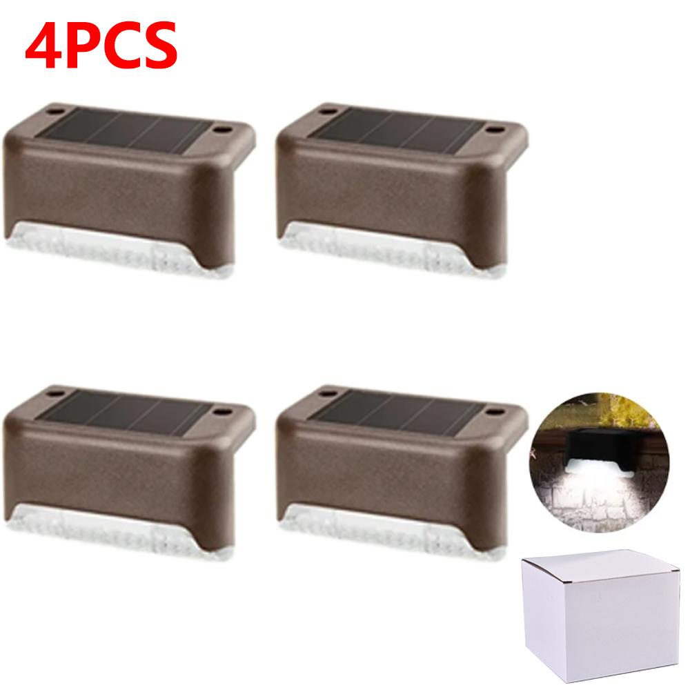 

4 шт. светодиодных солнечных светильников для лестниц, водонепроницаемых, для ограждения двора, ночников для украшения террасы в саду