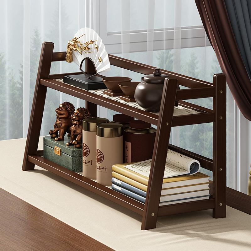 2 Layer Spice Caddy Shelf Bamboo Kitchen Storage Rack Desktop Cabinet Organizer Display Rack Coffee Bar Counter Shelf Cup Holder