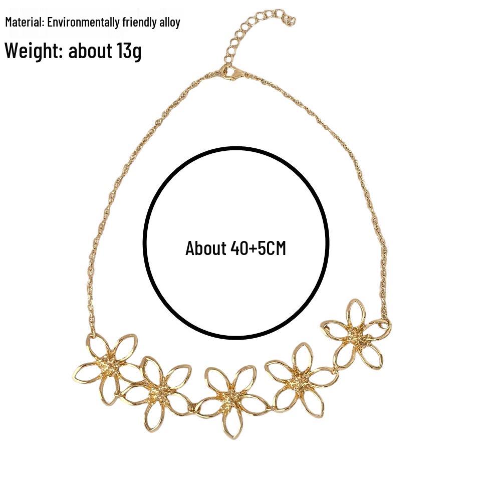 Eco-friendly Elegant Metal Floral Necklace & Earrings Set for Women