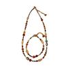 Colorful Retro Bracelet & Necklace Set with Natural Stone, Freshwater Pearls, Seed Beads & Durable Clavicle Chain
