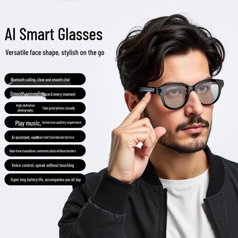 M89 Bluetooth Smart Glasses with 200W HD Camera, Image Recognition, Object Identification, and AI Translation.