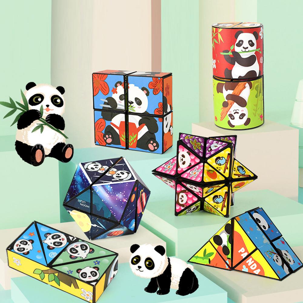 Panda Puzzle Three-Dimensional Small Toy Flipping Shape Shifting Box  Children's