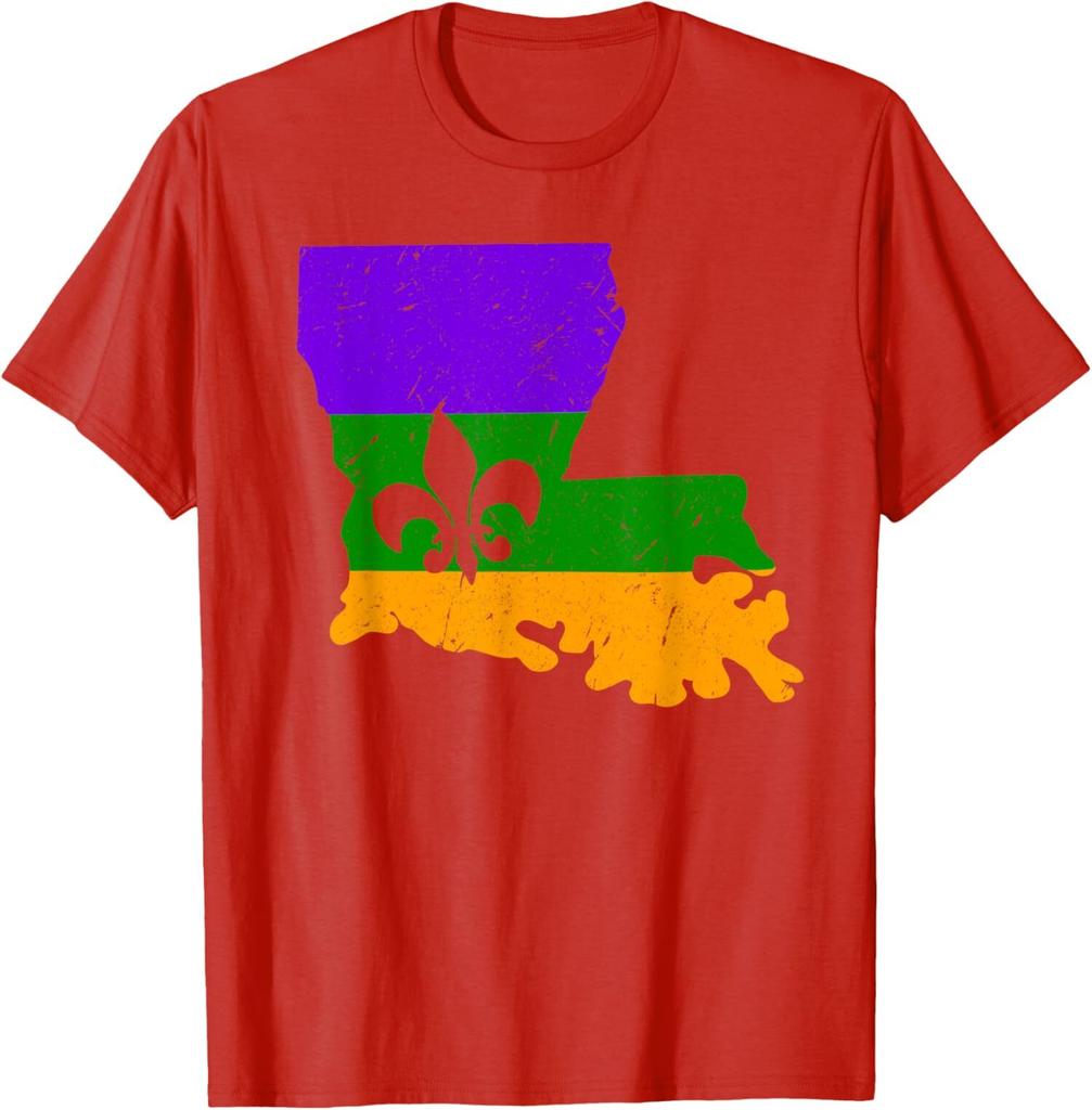 Distressed Mardi Gras Fleur De Lis Design Unisex T-Shirt