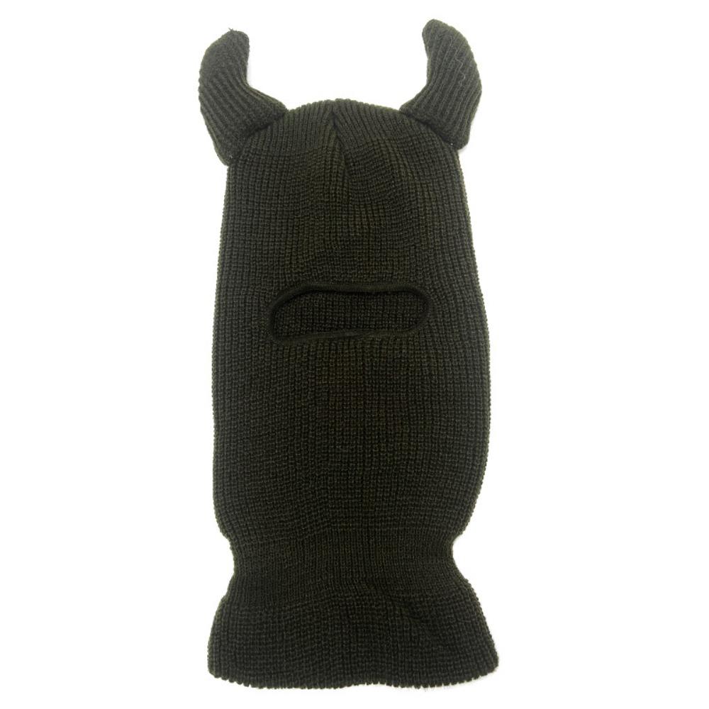 

Ox Horn Full Face Ski Mask Single Hole Halloween Cotton Hat Cycling Equipment темно-зеленого