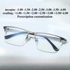 59mm Men's Large Face Half-Rim Rectangular Eyeglass Men's Blue Light Blocking Reading Glasses, Myopia Prescription