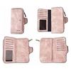 Women Leather Wallet Multi Card Pockets Large Capacity Zip Card Holder Wallet for Cash Pink Free Size