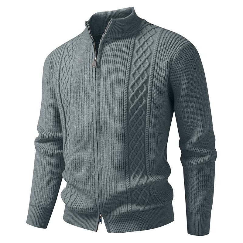 

2026 New Autumn and Winter Men s Zipper Fashionable Casual Stand-up Collar Cardigan Sweater Jacket M серый