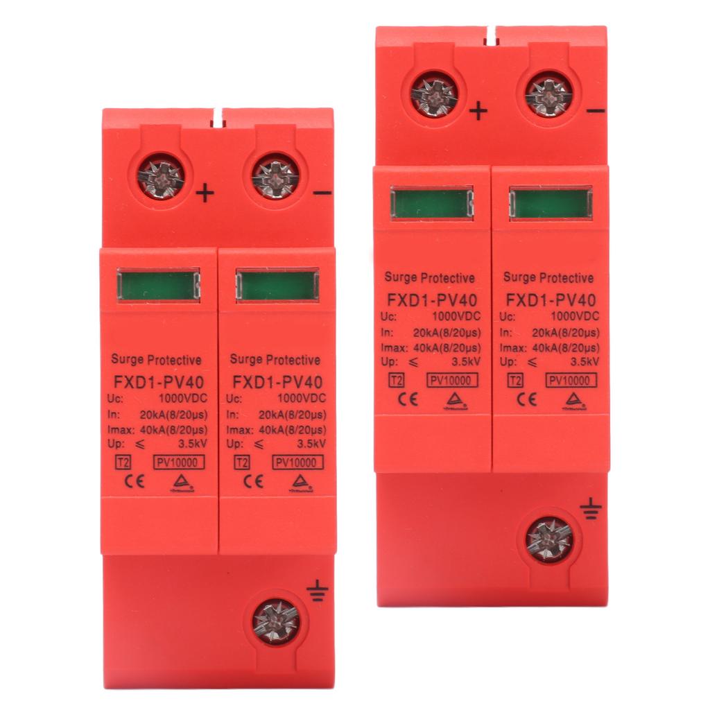 2 Stück DC 500V/DC 750V/DC 1000V SPD Schutzgeräte DC Photovoltaik Überspannungsableiter 2P 40KA FXD1‑PV40