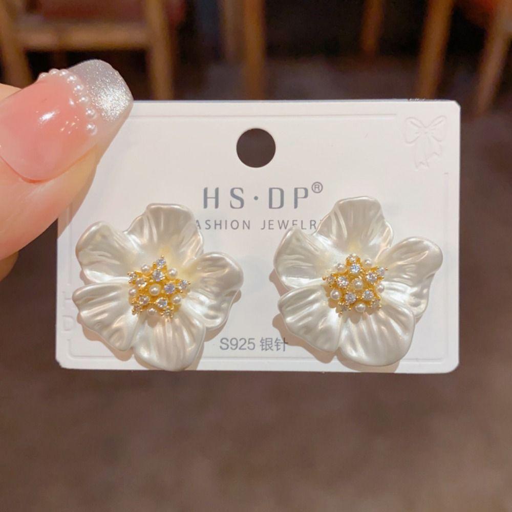 Camellia Shape Flower Earrings Creative Women's Elegant Earrings  Jewelry Accessories