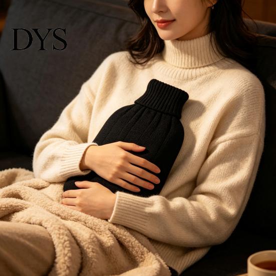 Rubber Hot Water Bag 2000ML Bottle with Knit Cover, Leakproof Large Capacity for Pain Relief, Winter Warm Neck, Shoulder Back Explosion Proof Pouch