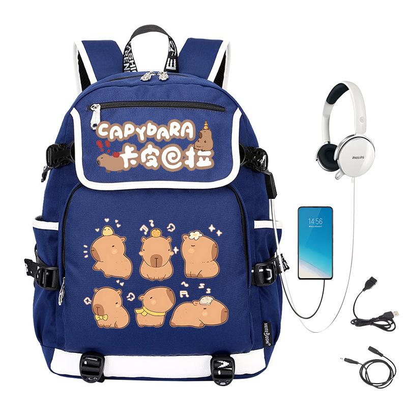 Kapibara Schoolbag Large Capacity Cute Junior High School Students Durable Lightweight Backpack Men and Women