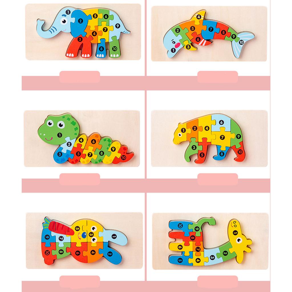 Wooden Matching 3D Puzzle Educational Interesting Matching Jigsaw Puzzle Toy for Home Party Type 6