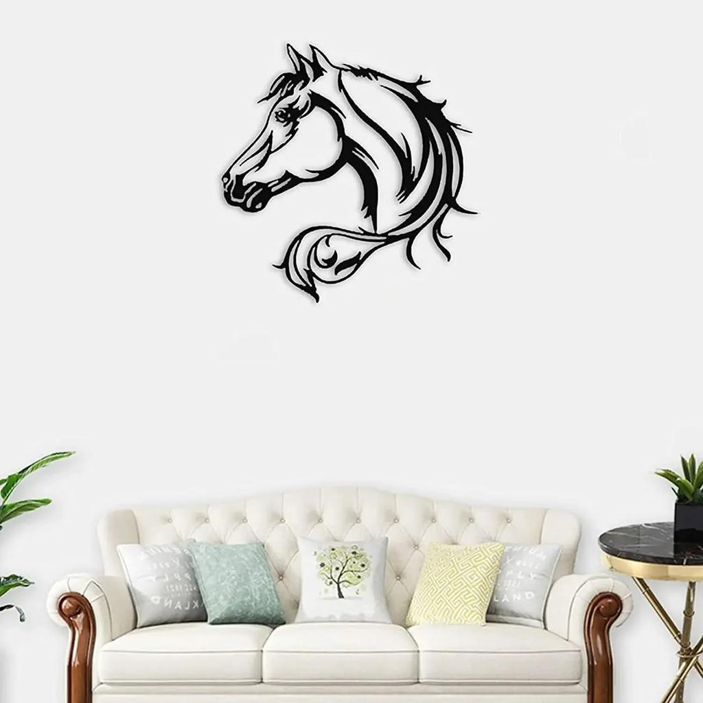 1pc Horse Head Metal Wall Art Home 2D Silhouette Wall Decoration Iron Art Silhouette Wall Sticker Wall decor metal wall hanging