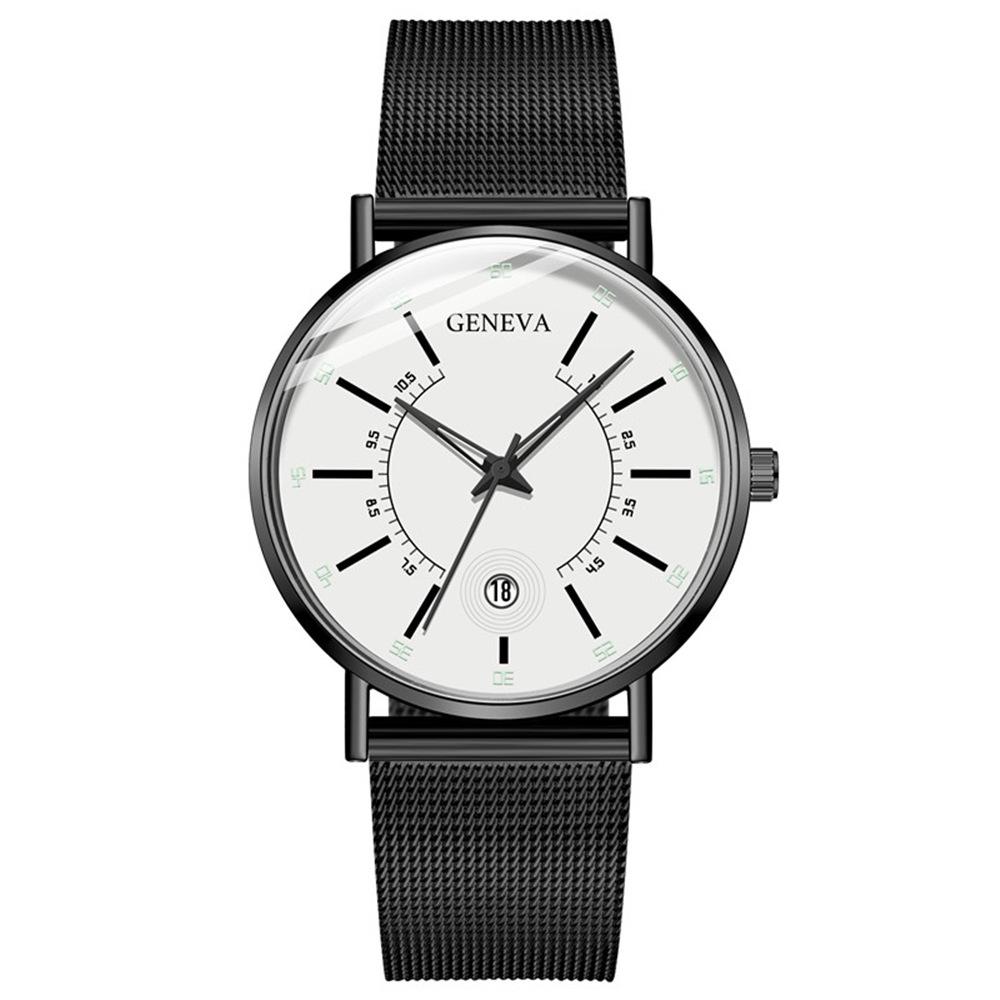Wish Dashboard Men's Mesh Strap Watch with Blue and Red Hands and Calendar