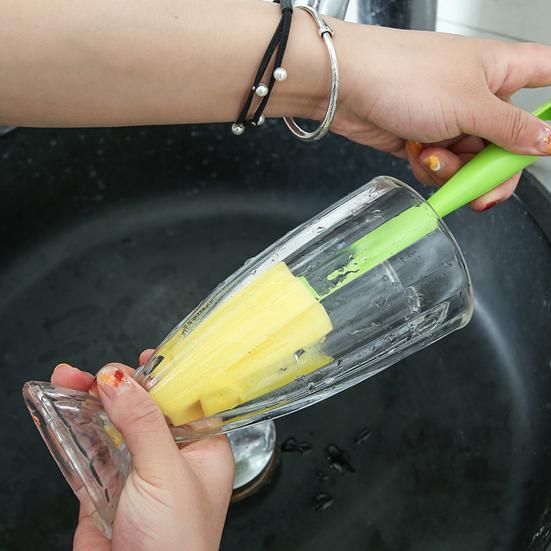 Cup Brush Tulip Shape Ergonomic Handle Cleaning Brush Scratch-Free Sponge Brush Decorative Vase Cleaner