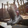 Fashion Men Knee High Leather Boots Winter Male Motorcycle Boots Gothic Punk Shoes Mens Outdoor Military Casual Tooling Boots Man