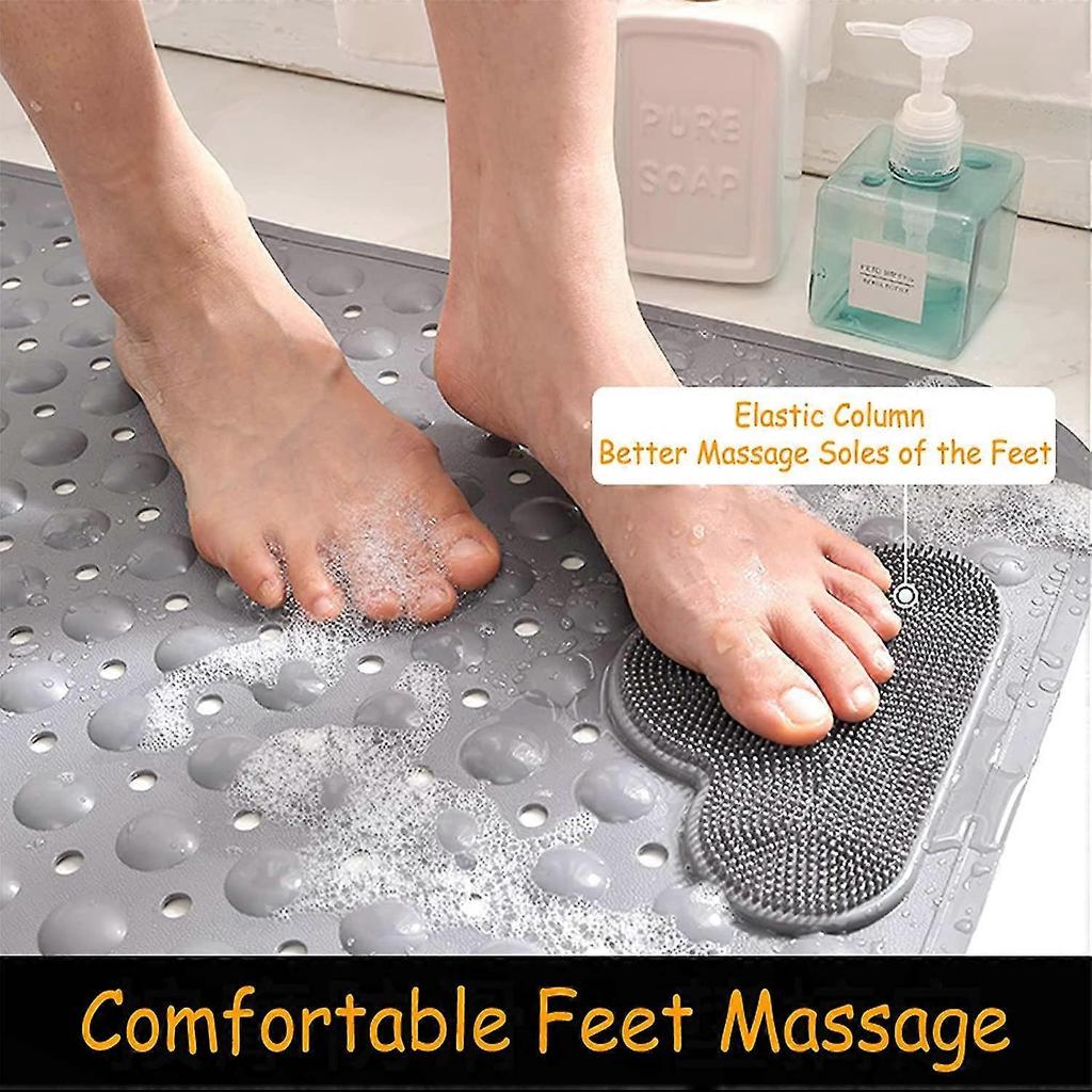 Non Slip Bath Mat Shower Mats With Feet Massage, Eco-friendly Pvc Anti Mould Bathroom Bathtub Mat Floor Massage Bathroom Mat With Suction Cups & Drain
