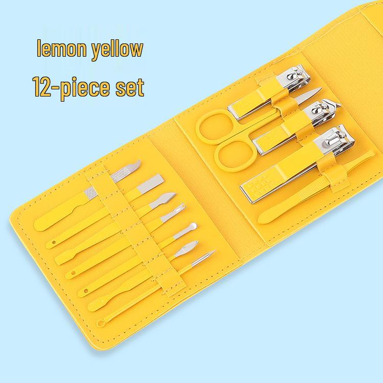 Foldable 12-Piece Matcha Green Manicure Nail Tool Set