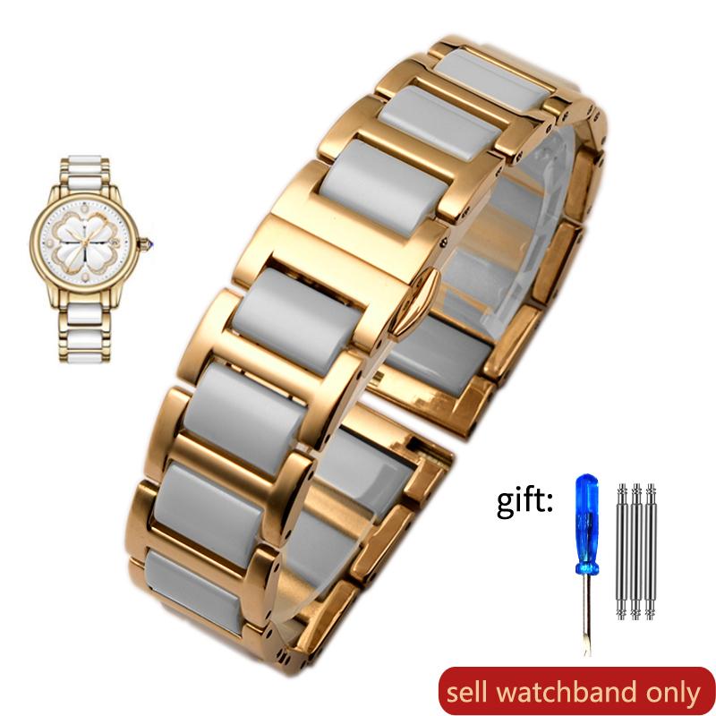 רצועת שעון קרמית איכותית עבור Rossini Guess Ebo Watch King רצועת שעון פלדה צמיד 16 18 מ"מ