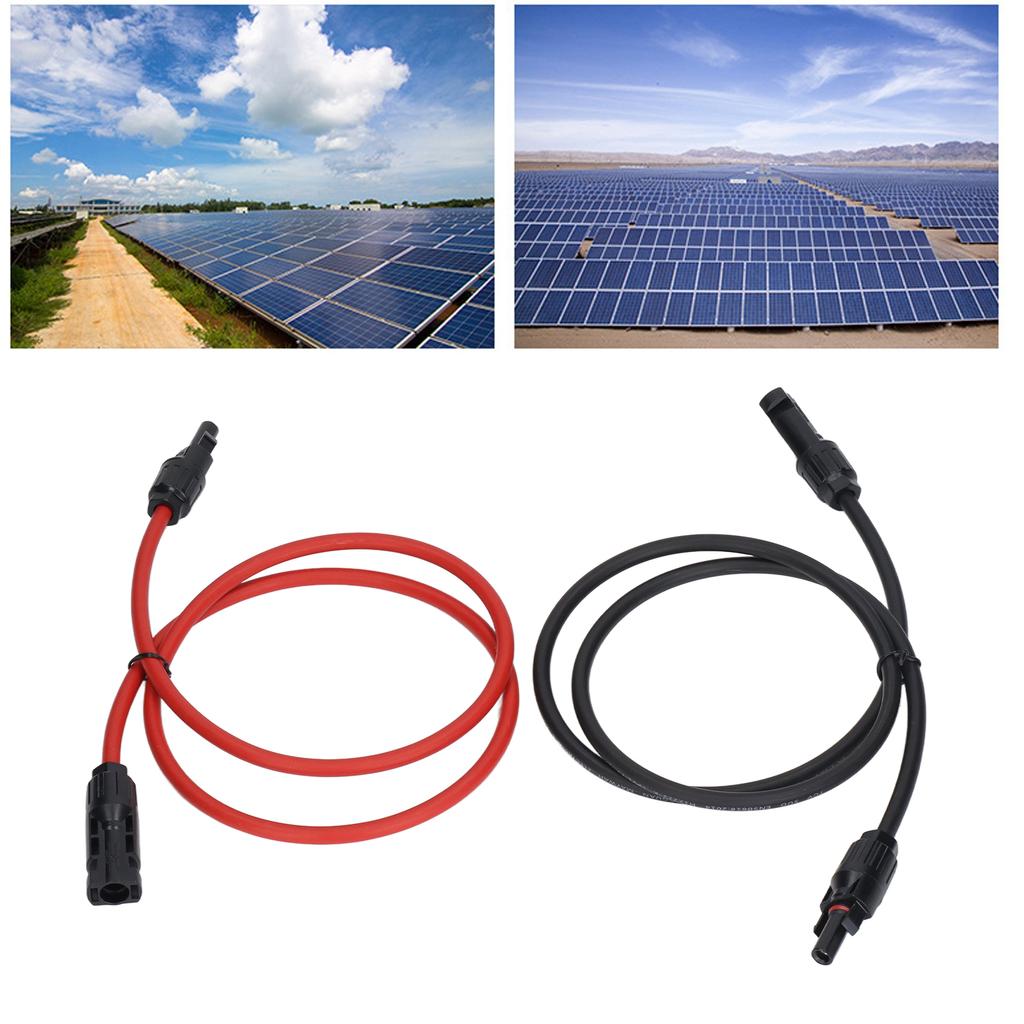 2Pcs Solar Panel Extension Cable 10AWG 6mm² Solar Extension Cable Rated Voltage 1000V Red Black