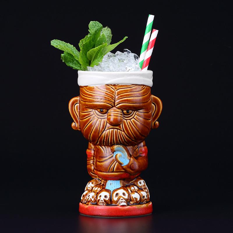 520ml Hawaii Tiki Mugs Cocktail Cup Beer Beverage Mug Wine Mug Ceramic Ku.Ku.Kauioo Mugs Barware