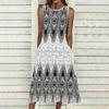 Ladies Plus Size Sleeveless Crew Neck Dress Delicate Mini Floral Flowy Mid Length Gown