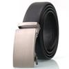 Men's Genuine Leather Belt with Brushed Automatic Buckle and Customizable Laser Logo for Formal Wear
