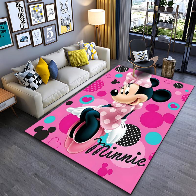 Best Seller Mickey Minnie Theme Cartoon Rug Bedroom Living Room Anime Carpets for Boys Girl Room Floor Mat Decor Non-Slip Rug