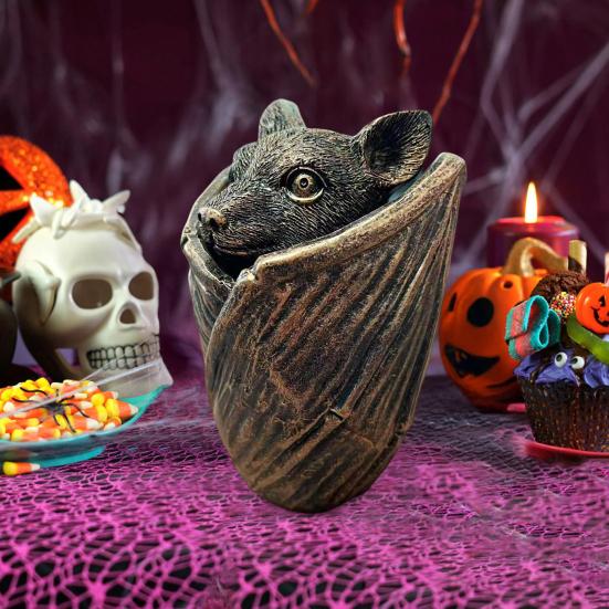 Halloween Gothic Bat Storage Box Simulated Bat Resin Figurine Statue Retro Bat Jewelry Trinket Organizer Box Party Decoration Ornament