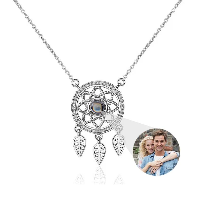 Custom Photo Necklace Projection Necklace with Picture I Love You 100 Languages Personalized Necklace Jewelry Gifts for Women