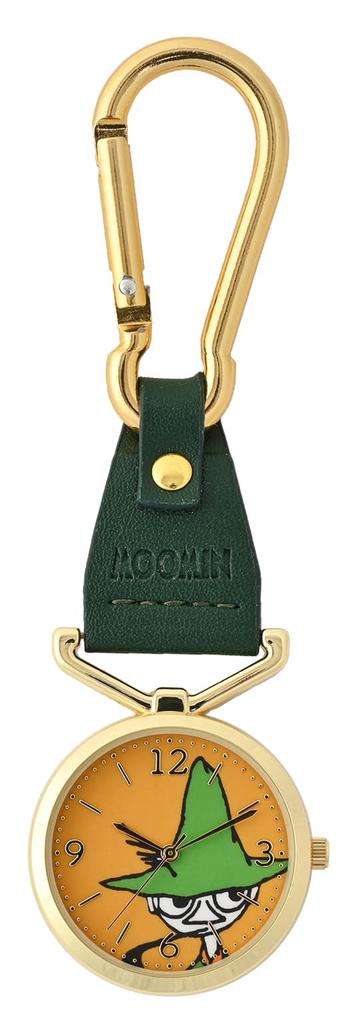 Fieldwork Moomin Analog Pocket Watch with Snufkin and Moomin Carabiner Women's Keychain, KC2, Green, MOM014-4