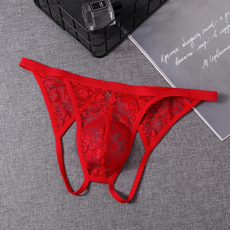 Men's Sissy Lace Pouch Panties Femboy Jockstrap Underwear Panty See-Through Lingerie Gay Crossdressers Butt Cut-Out UnderpantGood product