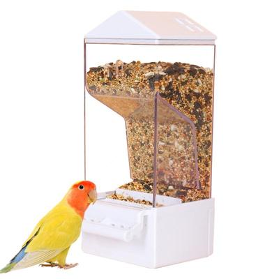 Automatischer Vogelfutterspender Tablett Papageienfutterspender Tränke Acryl Klar Samen Futterbehälter Für Hinterhof, Nymphensittich, Fink, Eichhörnchen