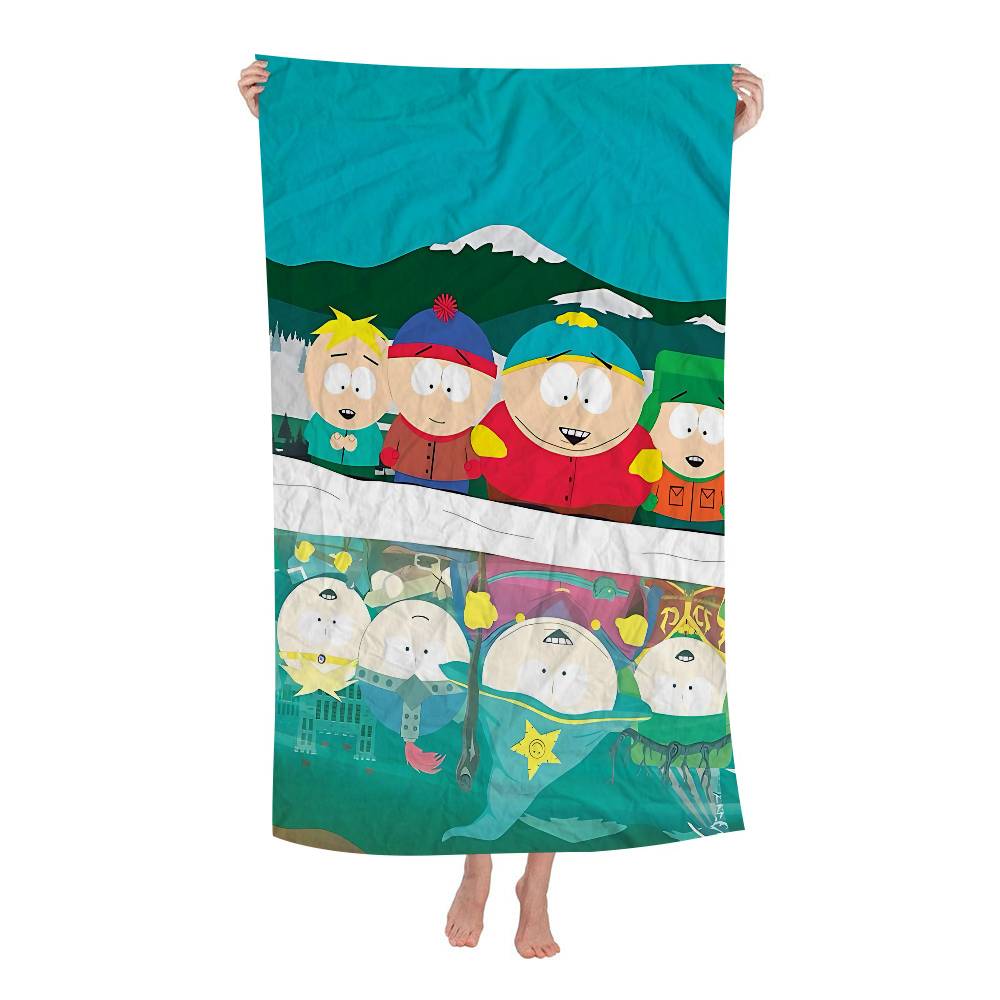 Amine S-South Cartoon P-Park Beach Towels Shower Towel Sauna Travel Spa Microfiber Quick Dry Gym Accessories Cute Room Decor