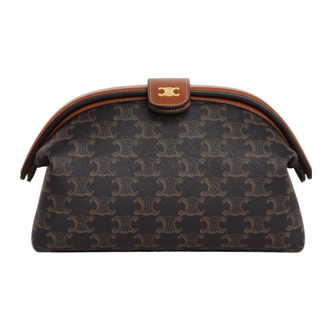 

Celine Triomphe Monogram Canvas And Calfskin Clutch Women Clutch Black Brown 10J772EGL-04LU Basic Set (Bag+Dust Bag)