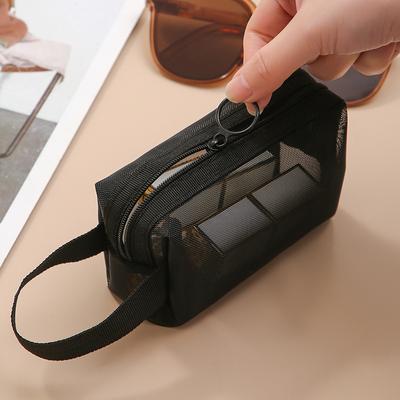 Large Capacity Mesh Makeup Bag Makeup Storage Pouch 1PC Black Layer Travel Cosmetic Bag Travel Toiletries Cosmetic Storage Bags