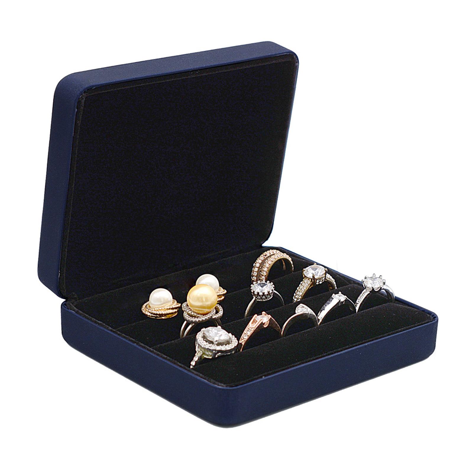 

Travel Ring Organizer Box Handmade Jewelry Storage-Case Small Portable Jewellery Earring Gift Collection for Christmas синий