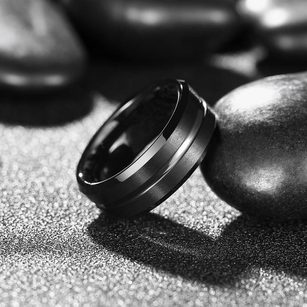Fashion 8mm Black Color Stainless Steel Rings For Men Women Never Fade Wedding Engagement Men Rings Party Jewelry Accessories
