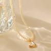 Vintage Retro Irregular Heart Design Electroplated Shell Pearl Beaded Necklace For Women