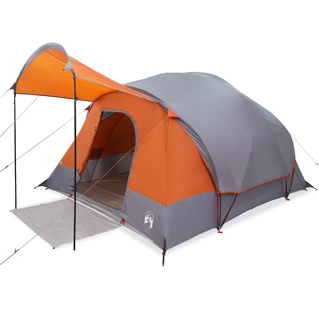 Tunnel Family Tent for 8 Persons Grey and Orange Waterproof